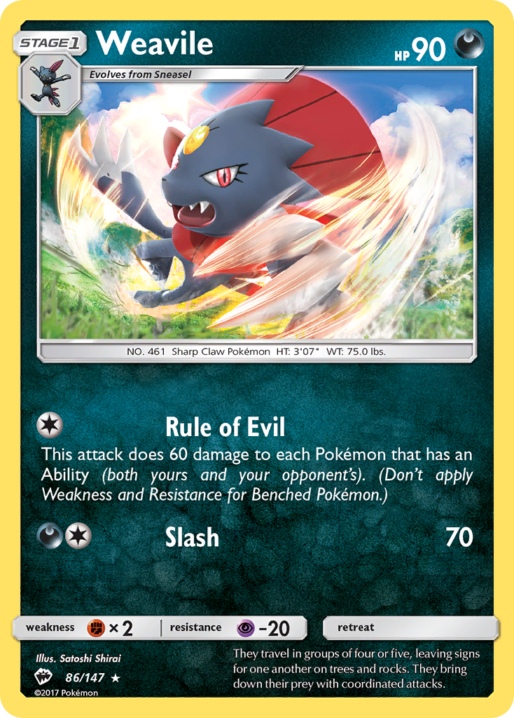 Weavile (86/147) [Sun & Moon: Burning Shadows] | Pegasus Games WI