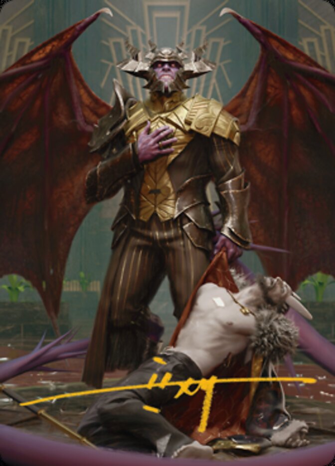 Ob Nixilis, the Adversary 1 Art Card (Gold-Stamped Signature) [Streets of New Capenna Art Series] | Pegasus Games WI