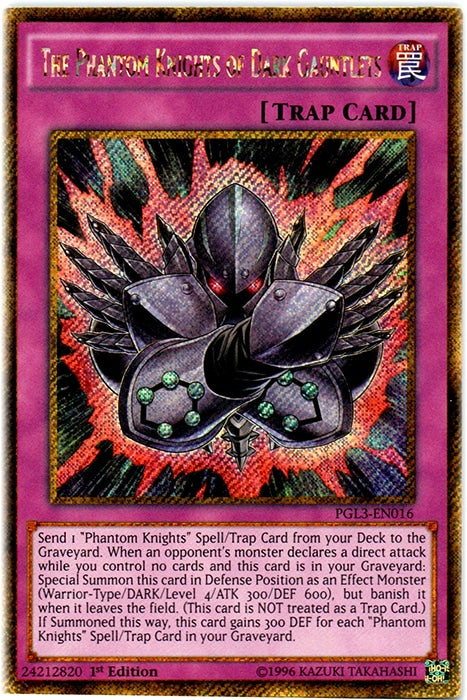 The Phantom Knights of Dark Gauntlets [PGL3-EN016] Gold Secret Rare | Pegasus Games WI