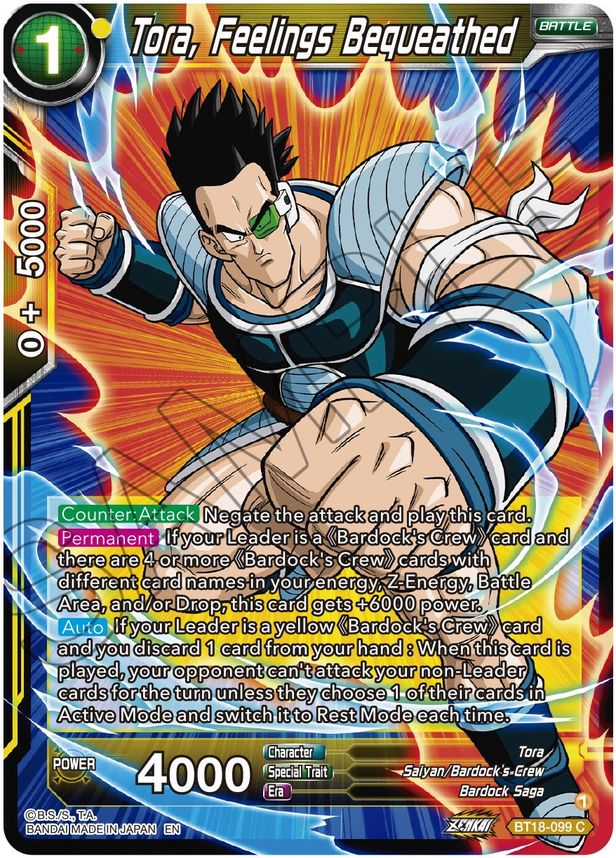 Tora, Feelings Bequeathed (BT18-099) [Dawn of the Z-Legends] | Pegasus Games WI