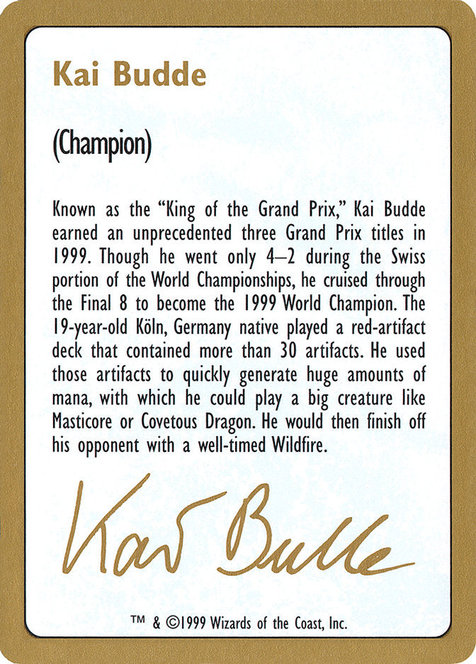 Kai Budde Bio [World Championship Decks 1999] | Pegasus Games WI