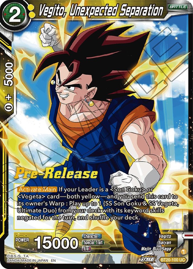 Vegito, Unexpected Separation (BT20-100) [Power Absorbed Prerelease Promos] | Pegasus Games WI
