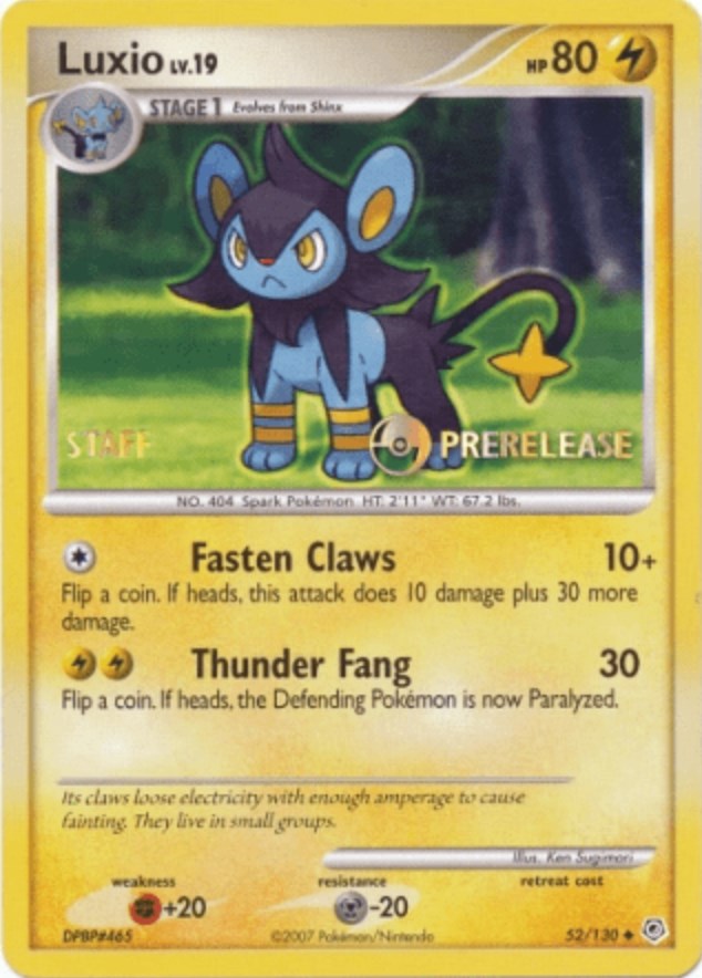 Luxio (52/130) (Prerelease Promo Staff) [Nintendo: Black Star Promos] | Pegasus Games WI