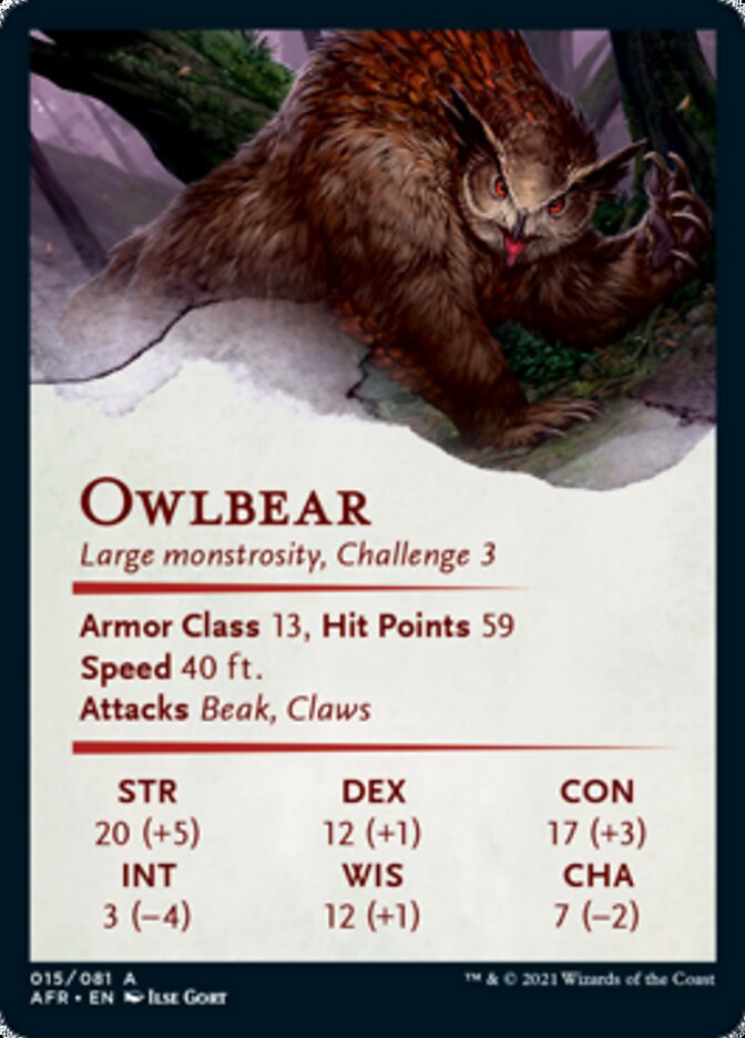 Owlbear Art Card [Dungeons & Dragons: Adventures in the Forgotten Realms Art Series] | Pegasus Games WI