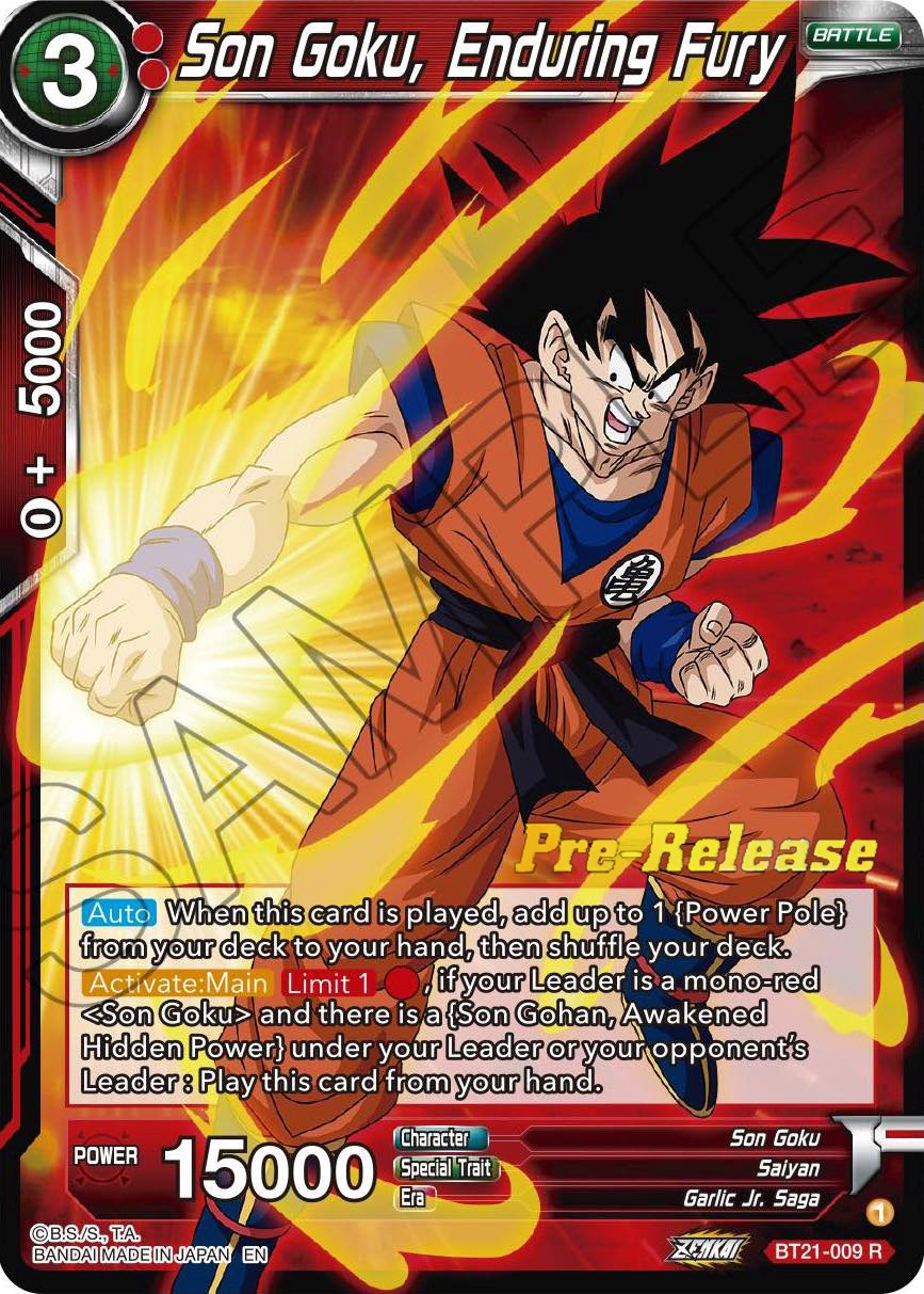 Son Goku, Enduring Fury (BT21-009) [Wild Resurgence Pre-Release Cards] | Pegasus Games WI