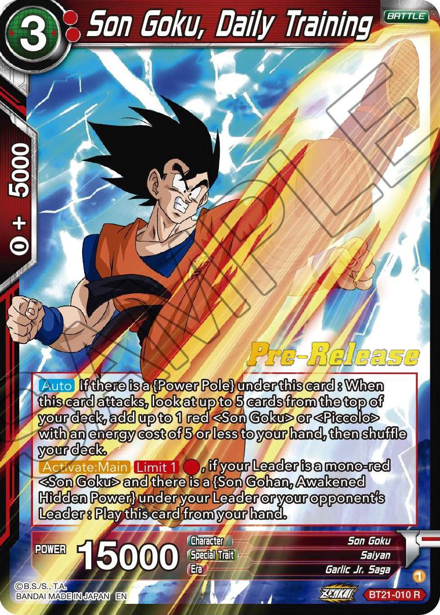 Son Goku, Daily Training (BT21-010) [Wild Resurgence Pre-Release Cards] | Pegasus Games WI