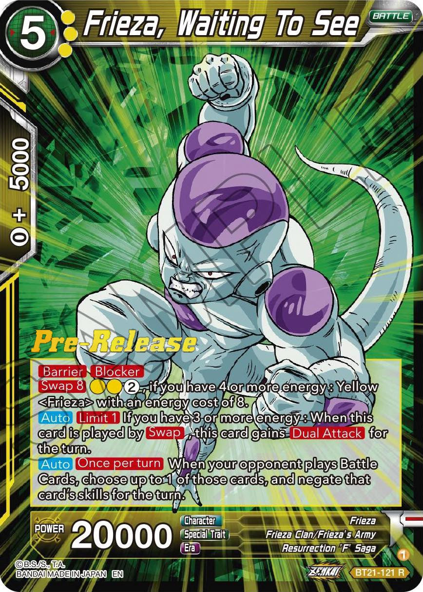 Frieza, Waiting To See (BT21-121) [Wild Resurgence Pre-Release Cards] | Pegasus Games WI