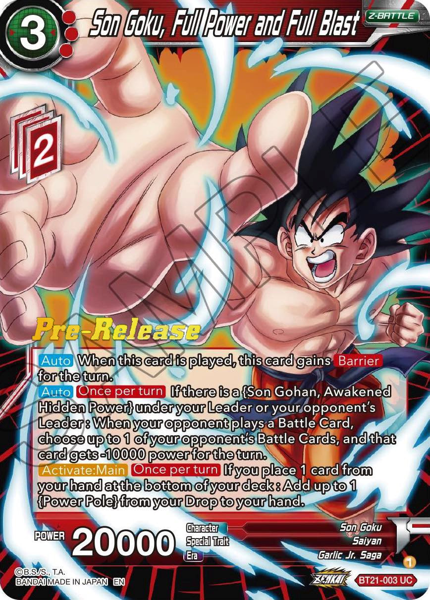 Son Goku, Full Power and Full Blast (BT21-003) [Wild Resurgence Pre-Release Cards] | Pegasus Games WI