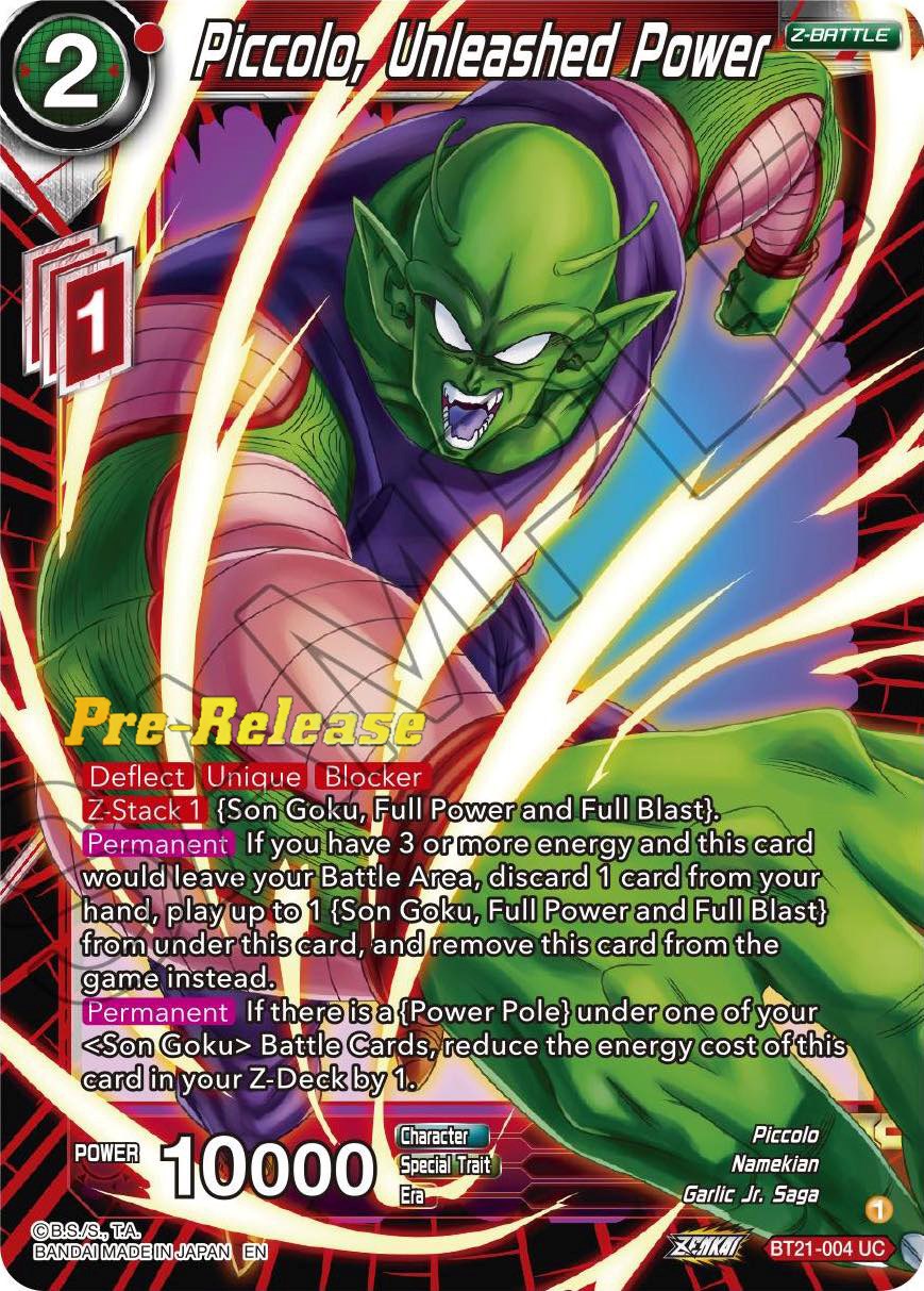 Piccolo, Unleashed Power (BT21-004) [Wild Resurgence Pre-Release Cards] | Pegasus Games WI