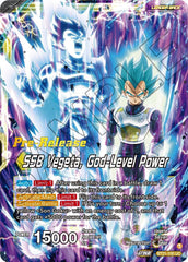 SSB Son Goku // SSB Vegeta, God-Level Power (BT21-100) [Wild Resurgence Pre-Release Cards] | Pegasus Games WI