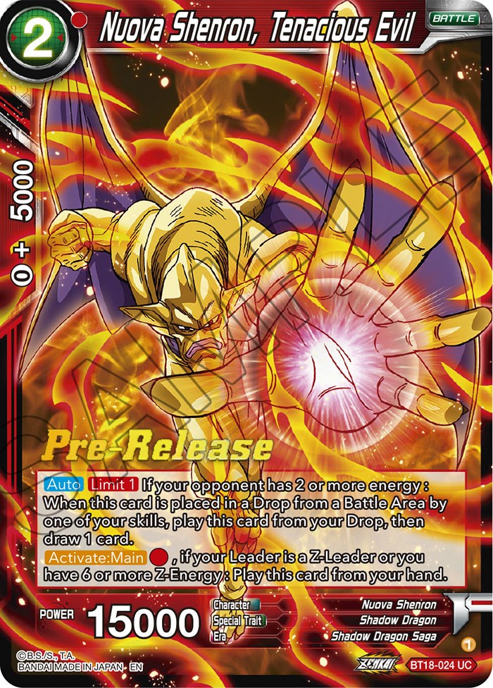 Nuova Shenron, Tenacious Evil (BT18-024) [Dawn of the Z-Legends Prerelease Promos] | Pegasus Games WI