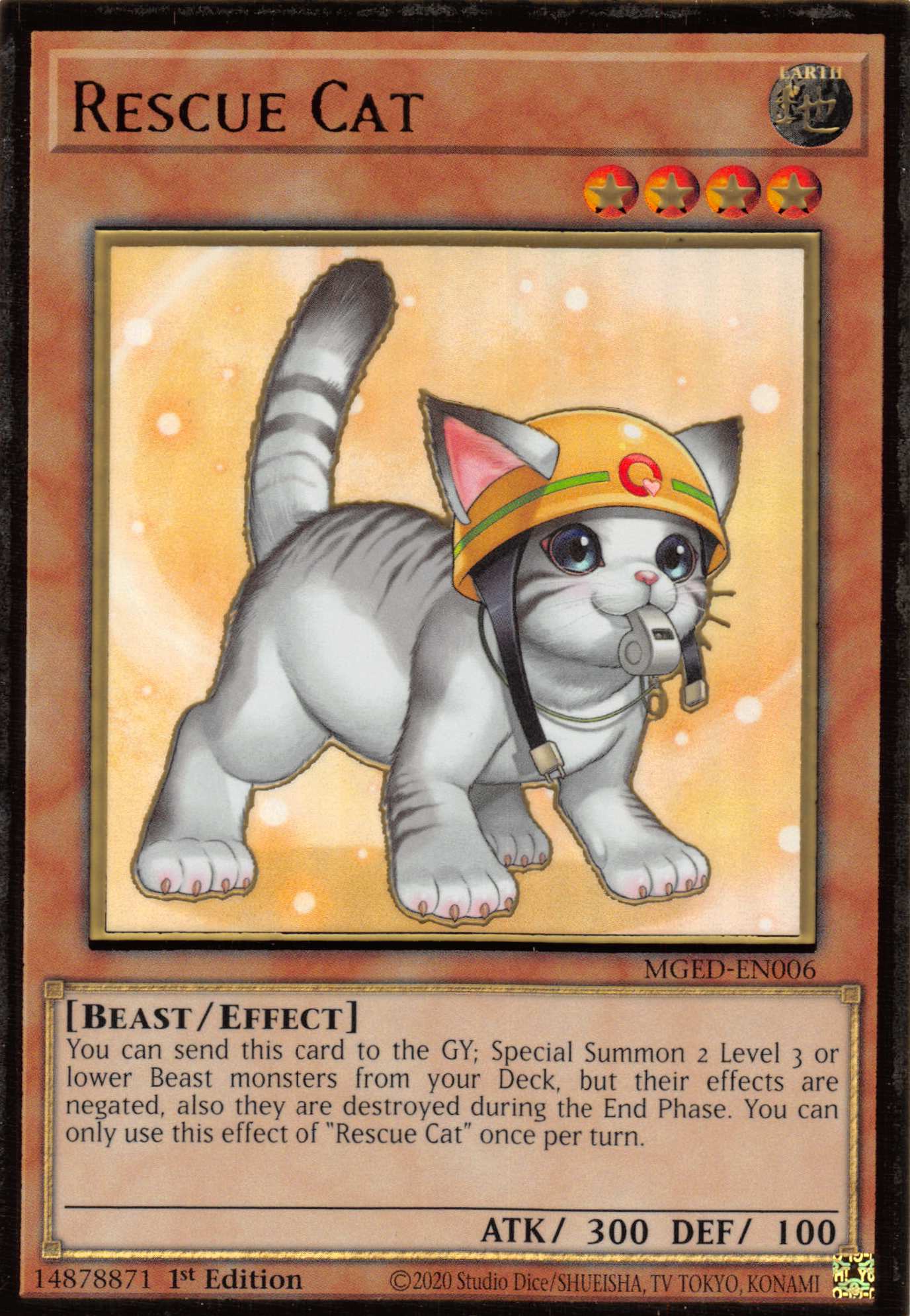 Rescue Cat (Alternate Art) [MGED-EN006] Gold Rare | Pegasus Games WI