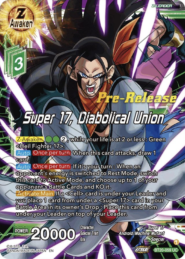 Super 17, Diabolical Union (BT20-059) [Power Absorbed Prerelease Promos] | Pegasus Games WI