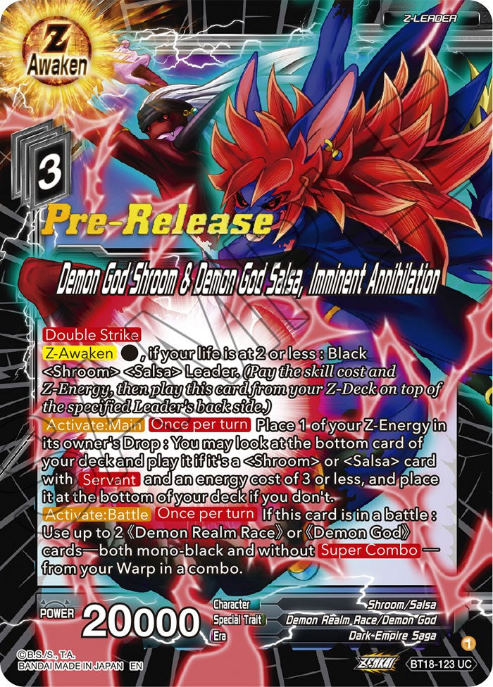 Demon God Shroom & Demon God Salsa, Imminent Annihilation (BT18-123) [Dawn of the Z-Legends Prerelease Promos] | Pegasus Games WI