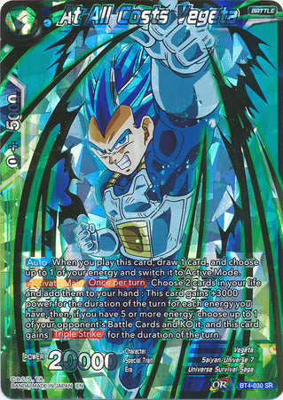 At All Costs Vegeta (Shatterfoil) (BT4-030) [Dragon Brawl] | Pegasus Games WI