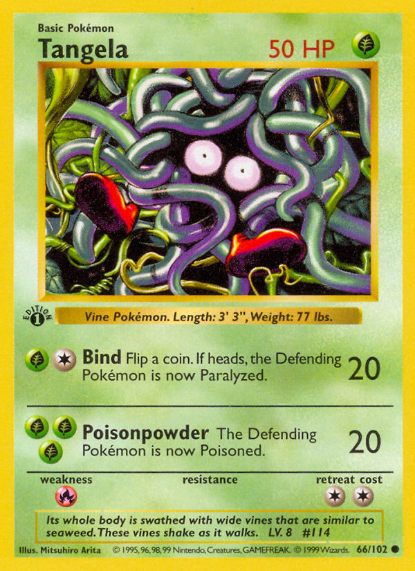 Tangela (66/102) (Shadowless) [Base Set 1st Edition] | Pegasus Games WI