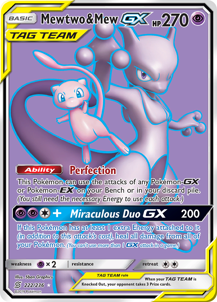 Mewtwo & Mew GX (222/236) [Sun & Moon: Unified Minds] | Pegasus Games WI