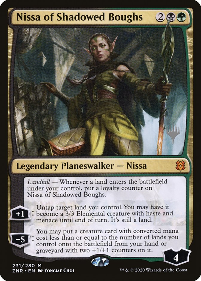 Nissa of Shadowed Boughs (Promo Pack) [Zendikar Rising Promos] | Pegasus Games WI