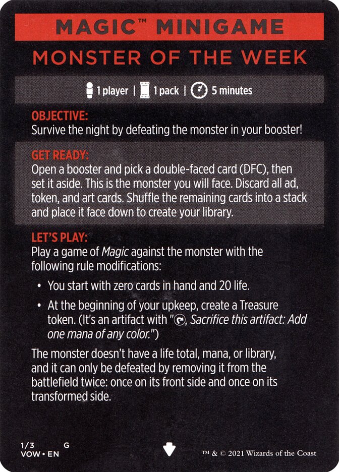 Monster of The Week (Magic Minigame) [Innistrad: Crimson Vow Minigame] | Pegasus Games WI