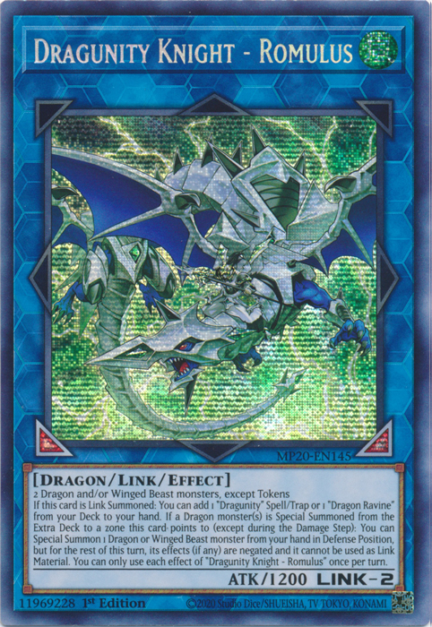 Dragunity Knight - Romulus [MP20-EN145] Prismatic Secret Rare | Pegasus Games WI