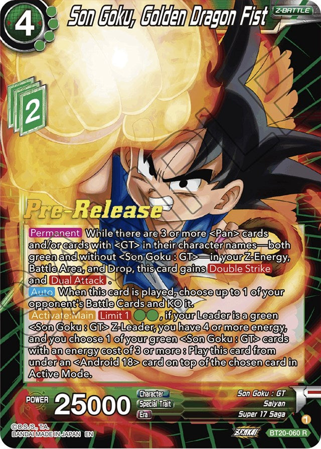 Son Goku, Golden Dragon Fist (BT20-060) [Power Absorbed Prerelease Promos] | Pegasus Games WI