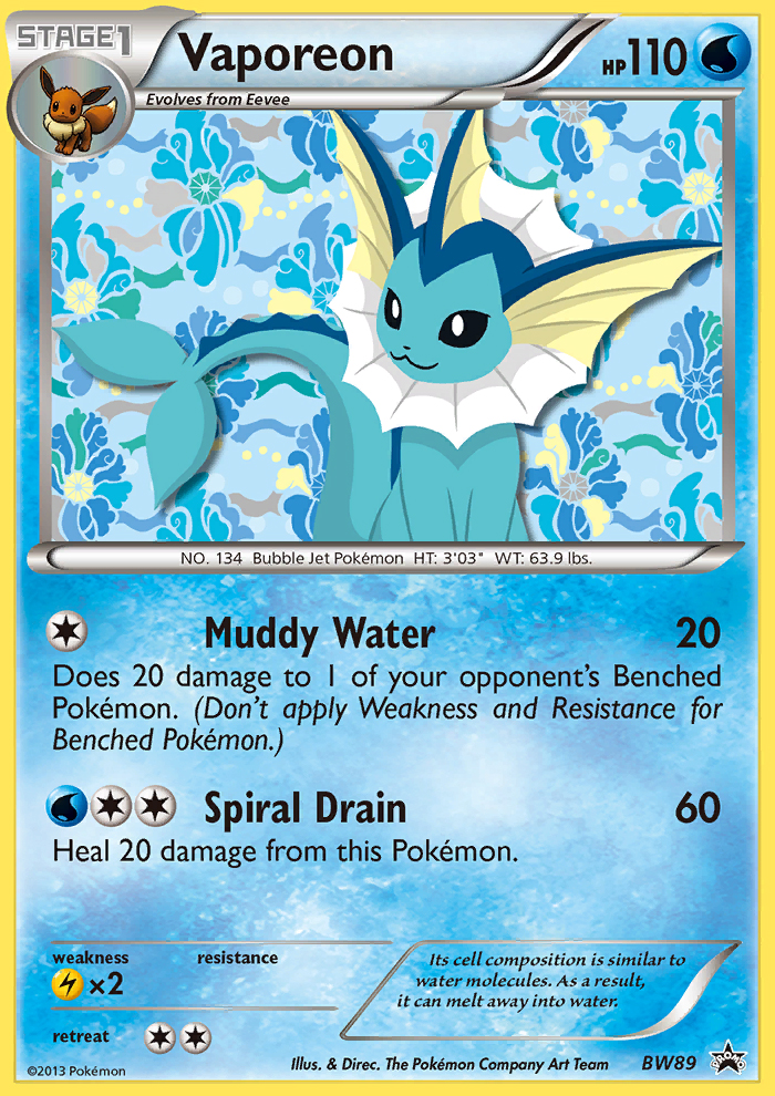 Vaporeon (BW89) [Black & White: Black Star Promos] | Pegasus Games WI