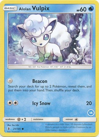 Alolan Vulpix (21/145) (Deck Exclusive #14) [Sun & Moon: Trainer Kit - Alolan Ninetales] | Pegasus Games WI