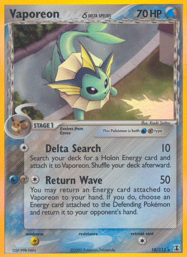 Vaporeon (18/113) (Delta Species) [EX: Delta Species] | Pegasus Games WI