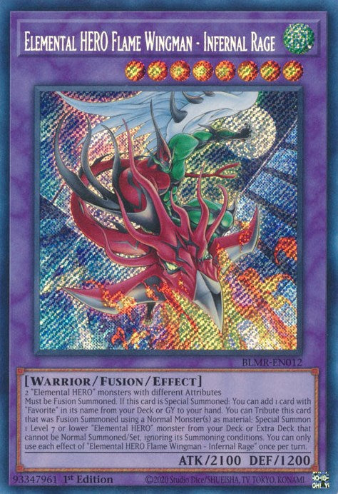 Elemental HERO Flame Wingman - Infernal Rage [BLMR-EN012] Secret Rare | Pegasus Games WI