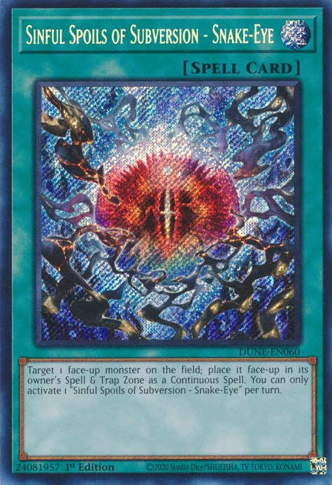 Sinful Spoils of Subversion - Snake-Eye [DUNE-EN060] Secret Rare | Pegasus Games WI