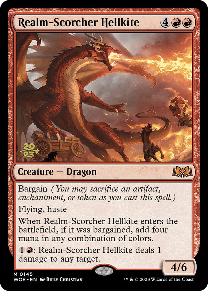 Realm-Scorcher Hellkite [Wilds of Eldraine Prerelease Promos] | Pegasus Games WI