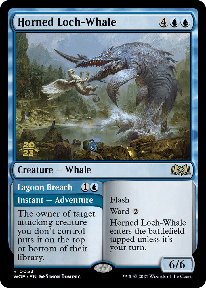 Horned Loch-Whale // Lagoon Breach (Promo Pack) [Wilds of Eldraine Promos] | Pegasus Games WI