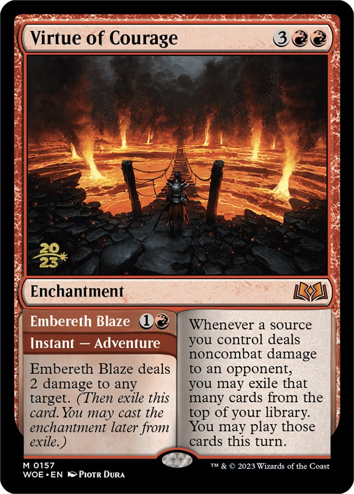 Virtue of Courage // Embereth Blaze [Wilds of Eldraine Prerelease Promos] | Pegasus Games WI