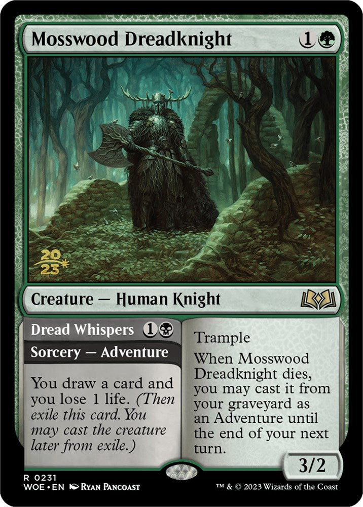 Mosswood Dreadknight // Dread Whispers [Wilds of Eldraine Prerelease Promos] | Pegasus Games WI