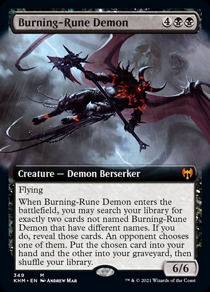 Burning-Rune Demon (Extended Art) [Kaldheim] | Pegasus Games WI