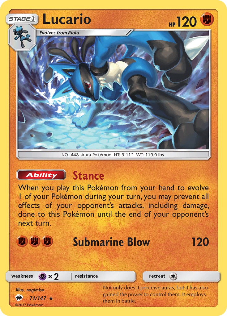 Lucario (71/147) [Sun & Moon: Burning Shadows] | Pegasus Games WI