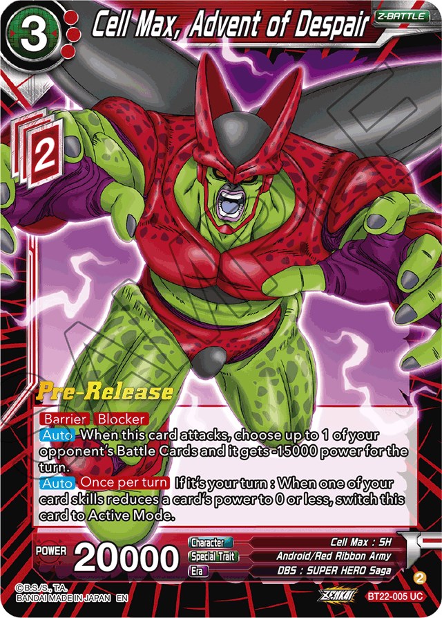 Cell Max, Advent of Despair (BT22-005) [Critical Blow Prerelease Promos] | Pegasus Games WI