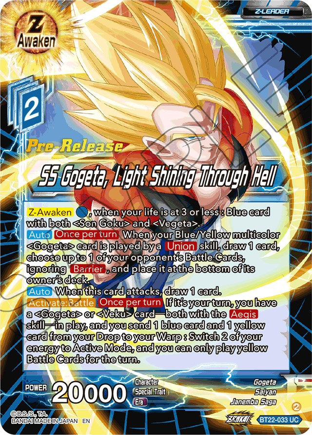 SS Gogeta, Light Shining Through Hell (BT22-033) [Critical Blow Prerelease Promos] | Pegasus Games WI