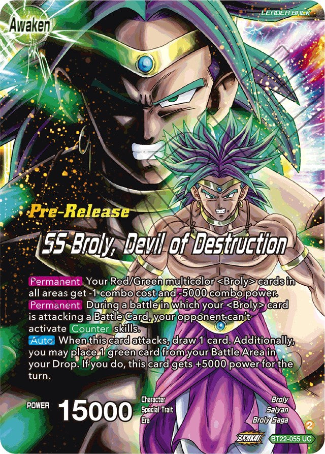 Broly & Paragus // SS Broly, Devil of Destruction (BT22-055) [Critical Blow Prerelease Promos] | Pegasus Games WI