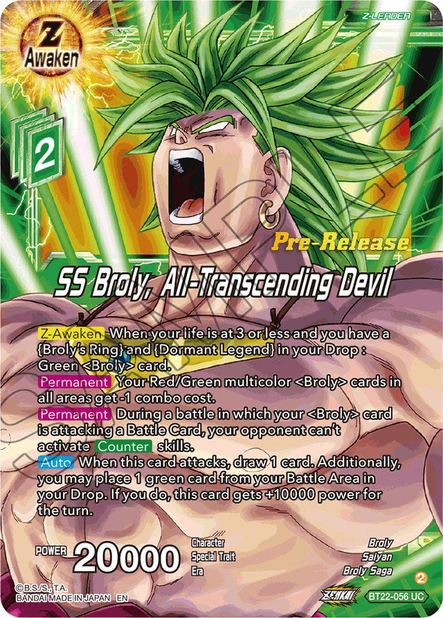 SS Broly, All-Transcending Devil (BT22-056) [Critical Blow Prerelease Promos] | Pegasus Games WI