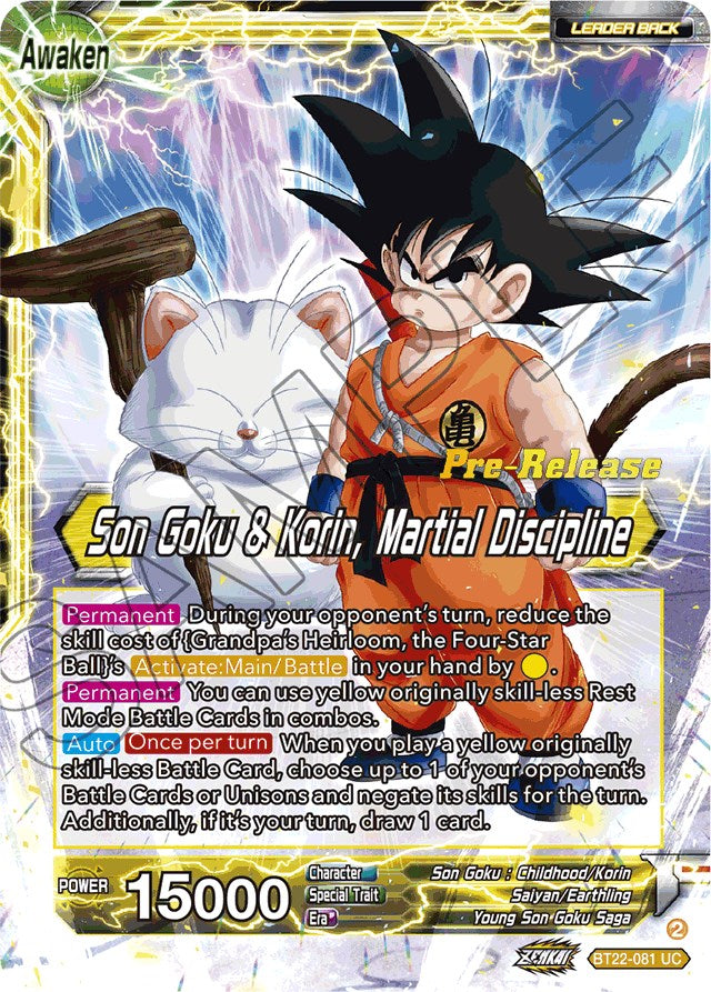 Son Goku // Son Goku & Korin, Martial Discipline (BT22-081) [Critical Blow Prerelease Promos] | Pegasus Games WI