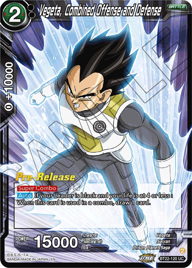 Vegeta, Combined Offense and Defense (BT22-120) [Critical Blow Prerelease Promos] | Pegasus Games WI