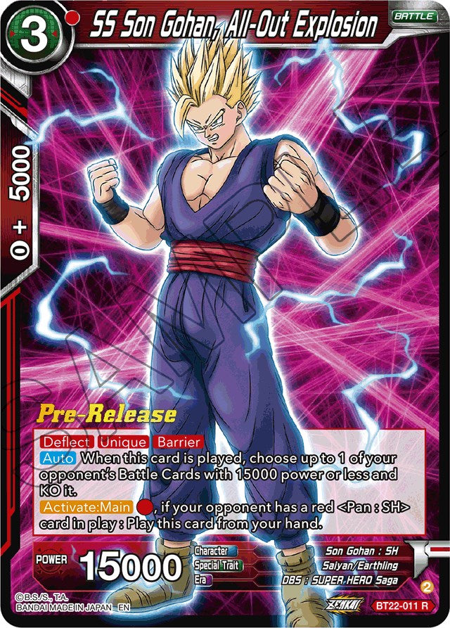 SS Son Gohan, All-Out Explosion (BT22-011) [Critical Blow Prerelease Promos] | Pegasus Games WI