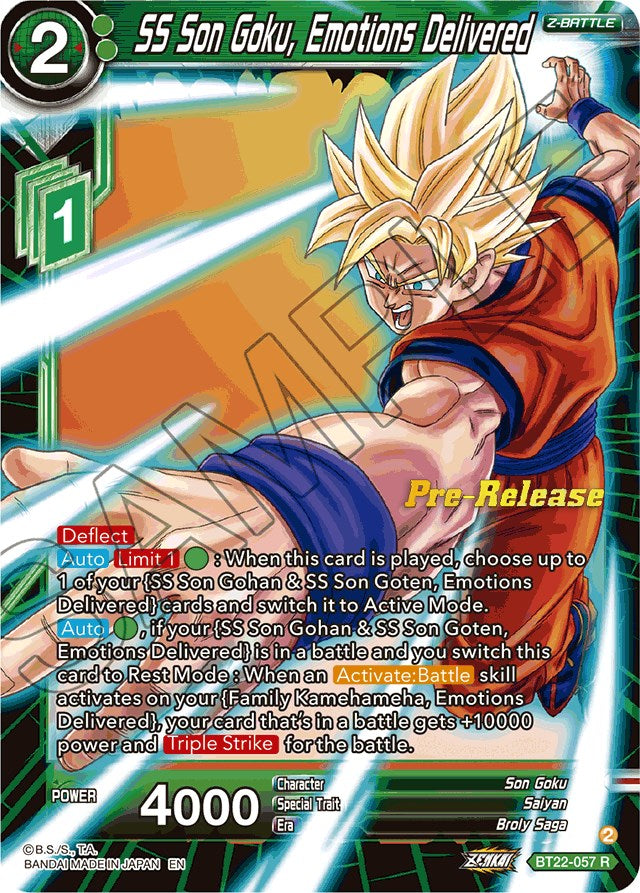 SS Son Goku, Emotions Delivered (BT22-057) [Critical Blow Prerelease Promos] | Pegasus Games WI