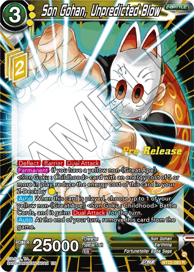 Son Gohan, Unpredicted Blow (BT22-083) [Critical Blow Prerelease Promos] | Pegasus Games WI