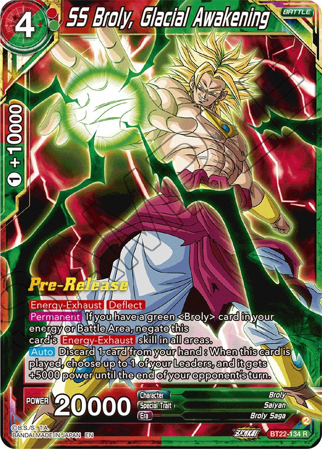 SS Broly, Glacial Awakening (BT22-134) [Critical Blow Prerelease Promos] | Pegasus Games WI