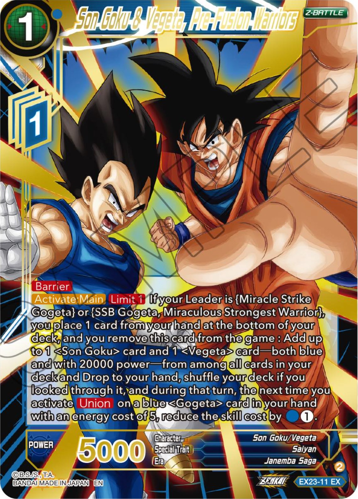 Son Goku & Vegeta, Pre-Fusion Warriors (EX23-11) [Premium Anniversary Box 2023] | Pegasus Games WI