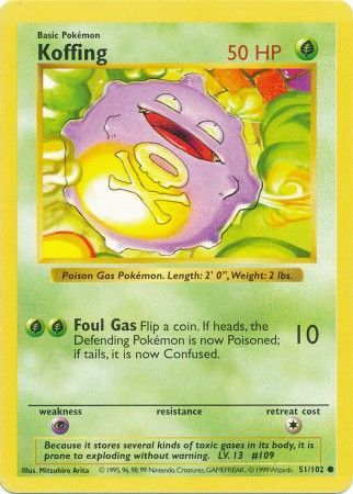 Koffing (51/102) [Base Set Shadowless Unlimited] | Pegasus Games WI