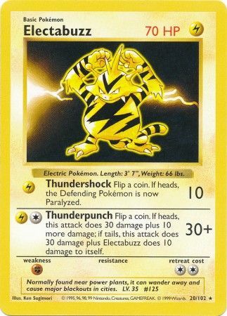 Electabuzz (20/102) [Base Set Shadowless Unlimited] | Pegasus Games WI