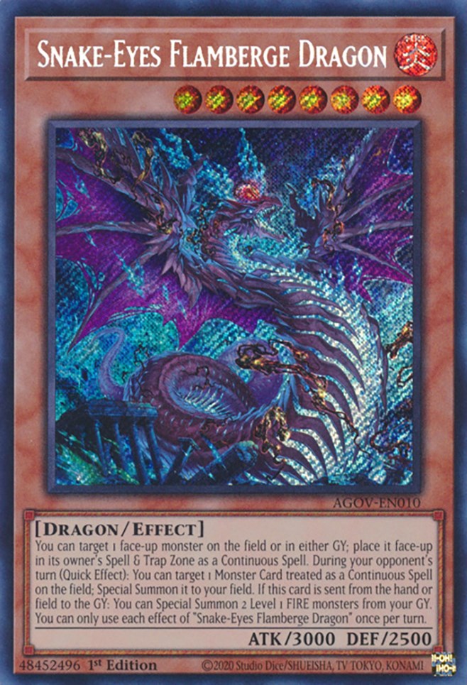 Snake-Eyes Flamberge Dragon [AGOV-EN010] Secret Rare | Pegasus Games WI